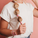 "Hope" Silver and Pink Breast Cancer Awareness Hair Tie Bracelets: Small - Buenz Gifts