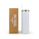 20oz POWDER COATED SKINNY TUMBLER: White - Buenz Gifts