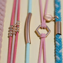 "Live" Teal and Coral with Gold Accent Hair Tie Bracelets: Small - Buenz Gifts