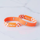 Tap To Pray® Wristband – Orange & White Checkers: Small - Buenz Gifts