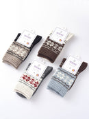 Rufia - Thickened Snowflake Patterned Mid-calf Socks: Grey - Buenz Gifts