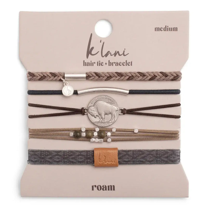 "Roam" Earthy Buffalo Hair Tie Bracelets: Medium