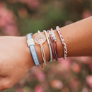 "Bloom" Maroon and Pink with Pressed Flowers Hair Tie Bracelets: Large - Buenz Gifts