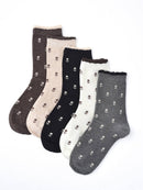 Rufia - Floral Lace Trim Socks: White / One Size - Buenz Gifts
