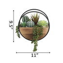 11” Wall Faux Succulent Arrangement in Round Metal Frame