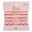 "Love" Pink Hearts Hair Tie Bracelets: Large