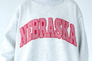 RED GINGHAM NEBRASKA APPLIQUE - GREY MOCKNECK *CUSTOMIZABLE*: M - Buenz Gifts