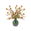 Faux Wildflower Arrangement in Green Ceramic Vase – 17”