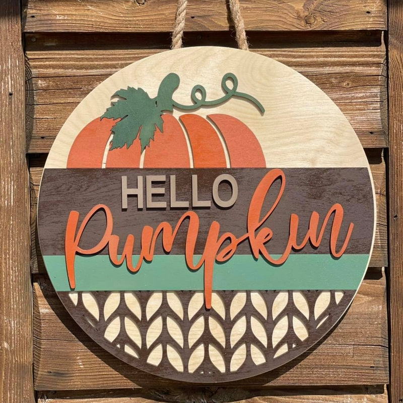 Hello Pumpkin Door Hanger - Kiolbasa