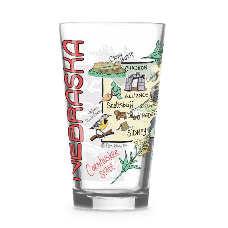 NE State Map 16oz Pint Glass