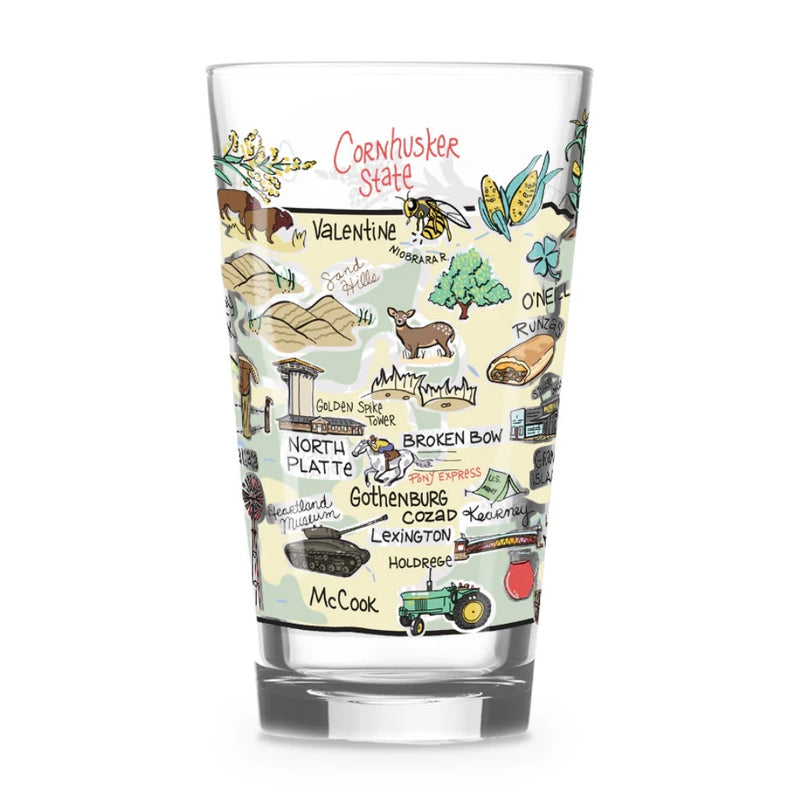 NE State Map 16oz Pint Glass