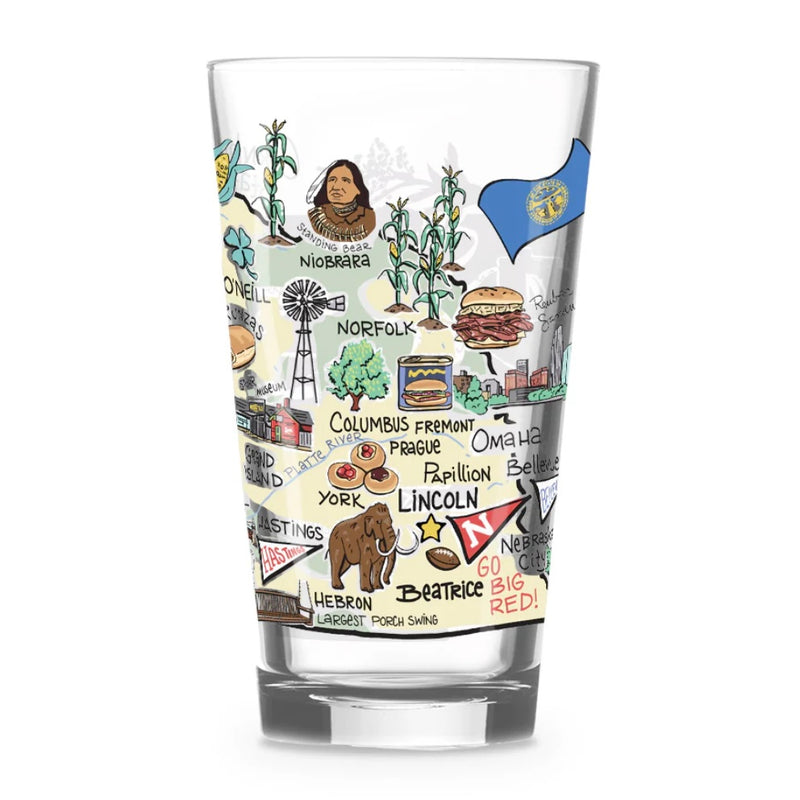 NE State Map 16oz Pint Glass