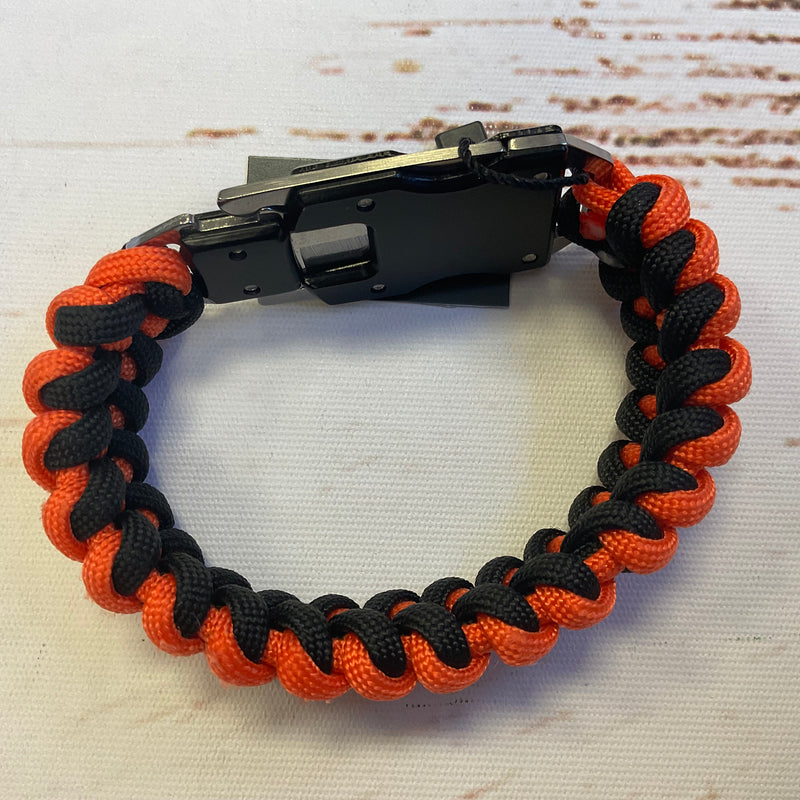 Mad Man Orange & Black Paracord Survival Bracelet