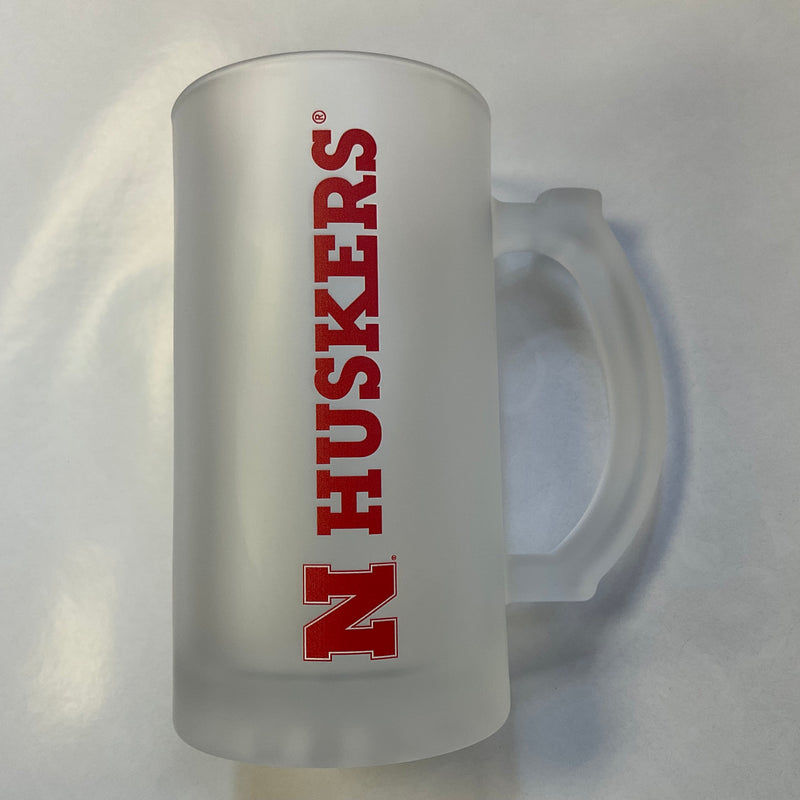 Ne Huskers Frosted Glass Mug
