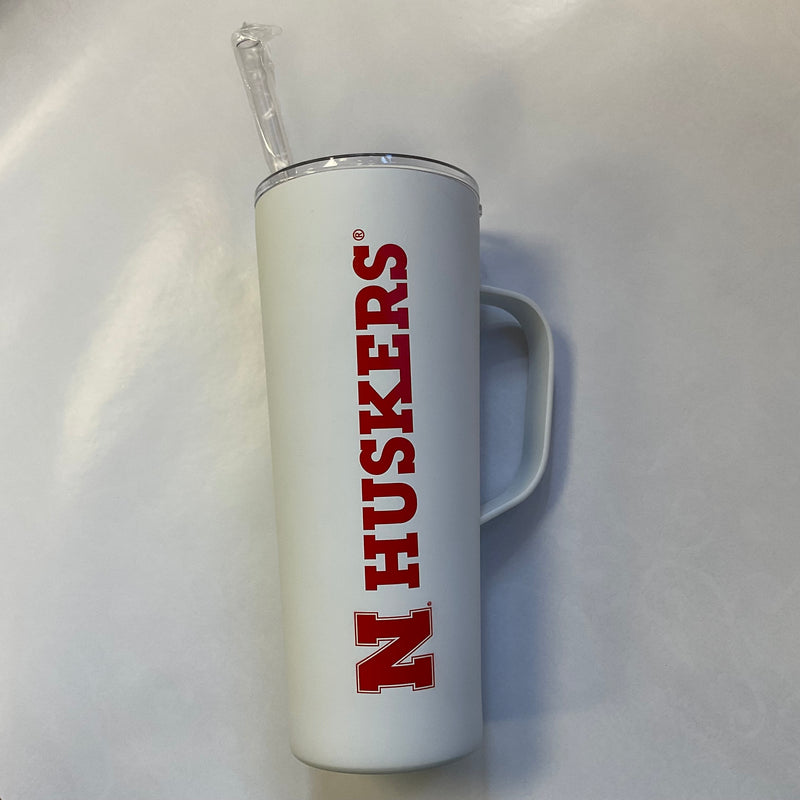Ne Huskers White Tumbler With Straw