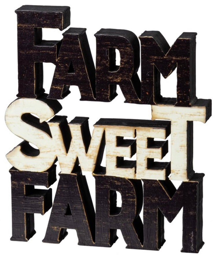 Farm Sweet Farm Wooden Word Sign