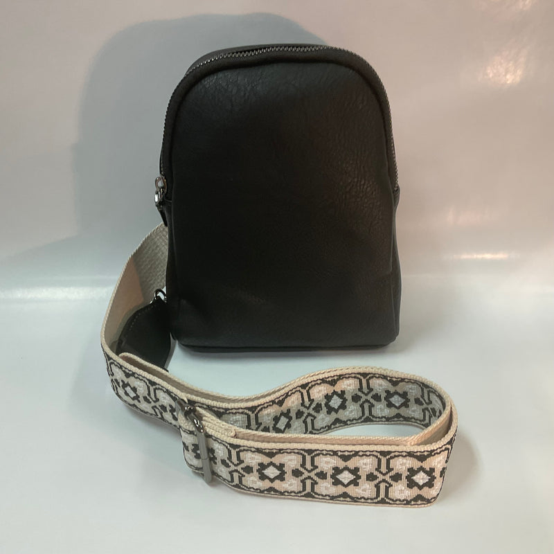 Ellen Guitar Strap Sling Bag With Zip Closure Black