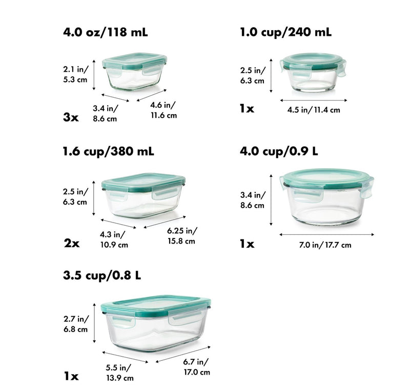 Oxo 16 Piece Glass Smart Seal Container Set - Hughes