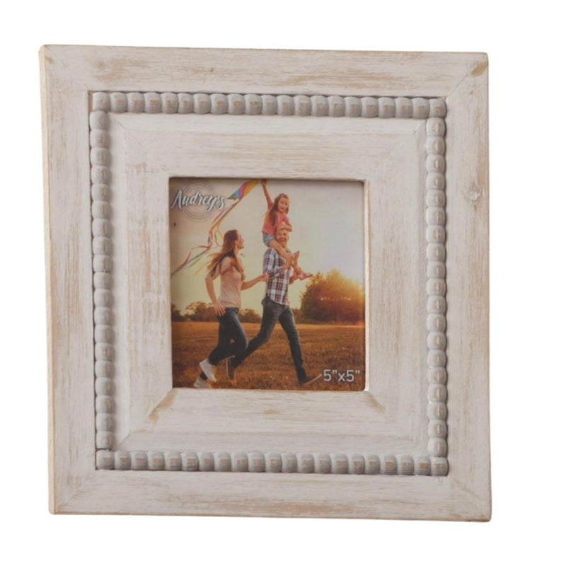 White Beaded Picture Frame - Triplette