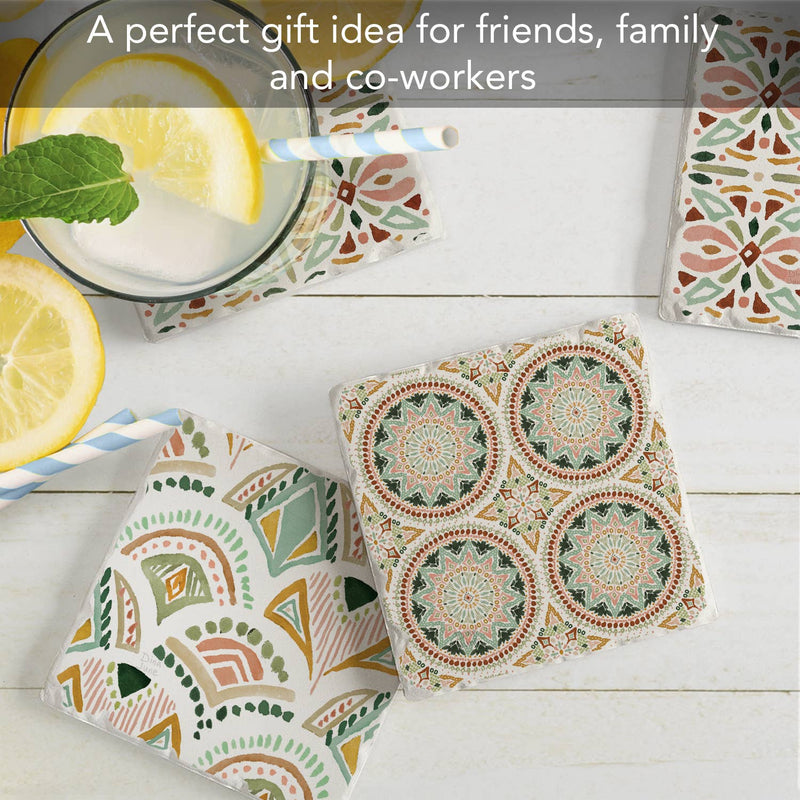 "Bohemian Tile" 4 Pack Assorted Image Coaster Set