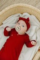 Knit Headband Bow - Cranberry