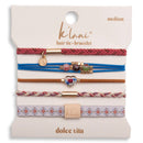 "Dolce Vita" Floral Glass Beads with Gold Accents Hair Tie Bracelets: Large - Buenz Gifts