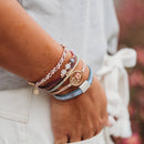 "Bloom" Maroon and Pink with Pressed Flowers Hair Tie Bracelets: Large - Buenz Gifts