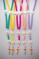 Daisy Smiley Face Children's Rosary: Teal - Buenz Gifts