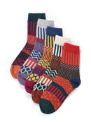 Rufia - 5 Pairs Bohemian Wool-Blend Socks Set: 7020 / ONE SIZE - Buenz Gifts