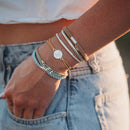 "Grow" Earthy Toned Silver Palm Tree Charm Hair Tie Bracelets: Small