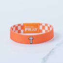 Tap To Pray® Wristband – Orange & White Checkers: Small - Buenz Gifts