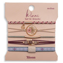 "Bloom" Maroon and Pink with Pressed Flowers Hair Tie Bracelets: Medium - Buenz Gifts