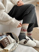Rufia - Thickened Snowflake Patterned Mid-calf Socks: Grey - Buenz Gifts