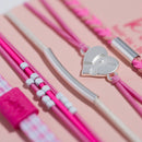 "Hope" Silver and Pink Breast Cancer Awareness Hair Tie Bracelets: Small - Buenz Gifts