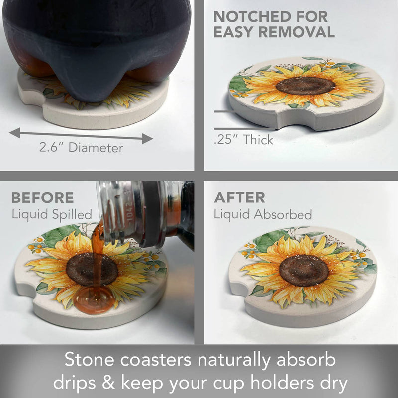 Sunflower Fields Bulk Stone Car Coaster