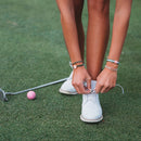 "Tee Time" Green and Pink Hair Tie Bracelets with Removable Ball Marker: Medium
