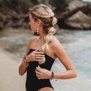 "Connect" Black and Cream with Gold Accent Hair Tie Bracelets: Small