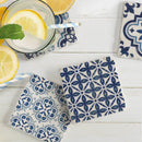 Blue & White Assorted Image Tumbled Tile Coaster 4 Pack