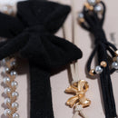 "Harmony" Pearls & Bows in Black & Cream Hair Tie Bracelets: Small