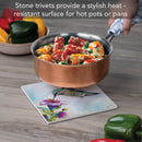 "Hummingbird Delight" Ceramic Stone Trivet 8" Square