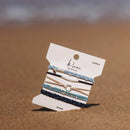 "Dream" Silver Hexagon Charm Blue Hair Tie Bracelets: Medium