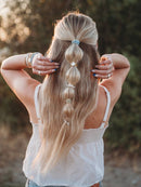 "Grow" Earthy Toned Silver Palm Tree Charm Hair Tie Bracelets: Small