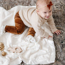 SATIN BORDER RECEIVING BLANKETS: Tan