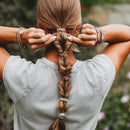 "Bloom" Maroon and Pink with Pressed Flowers Hair Tie Bracelets: Large - Buenz Gifts