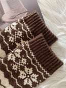Rufia - Thickened Snowflake Patterned Mid-calf Socks: Grey - Buenz Gifts