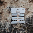 "Connect" Black and Cream with Gold Accent Hair Tie Bracelets: Large