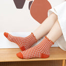Rufia - Colorful Check Pattern Lace Socks: Black / One Size - Buenz Gifts