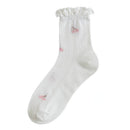 Rufia - Floral Print Ruffle Socks: WHITE - Buenz Gifts