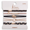 "Connect" Black and Cream with Gold Accent Hair Tie Bracelets: Small