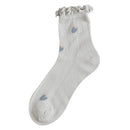 Rufia - Floral Print Ruffle Socks: WHITE - Buenz Gifts